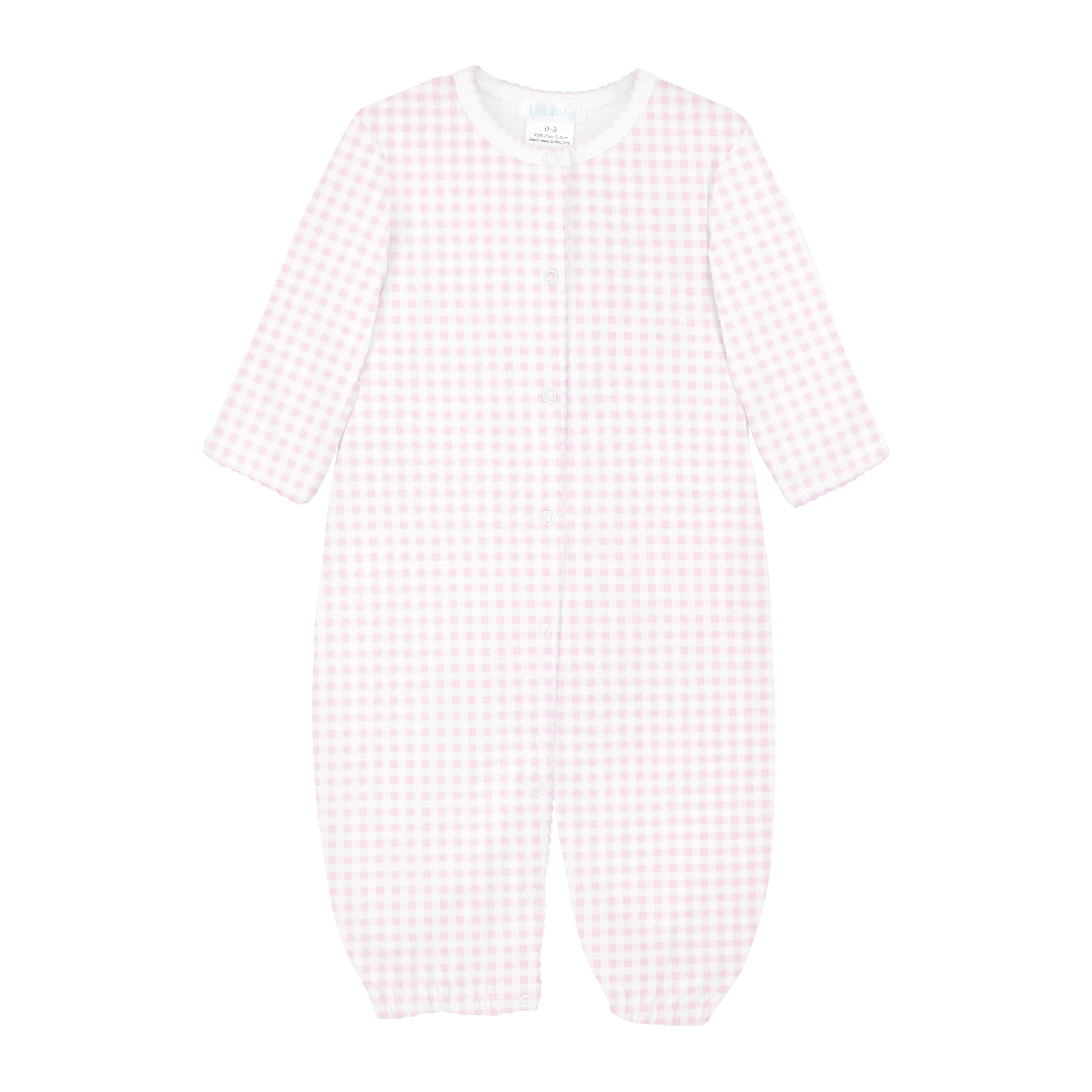  Sweet baby girl converter featuring pink gingham print on soft, breathable Peruvian Pima cotton — cozy and gentle for delicate skin.
