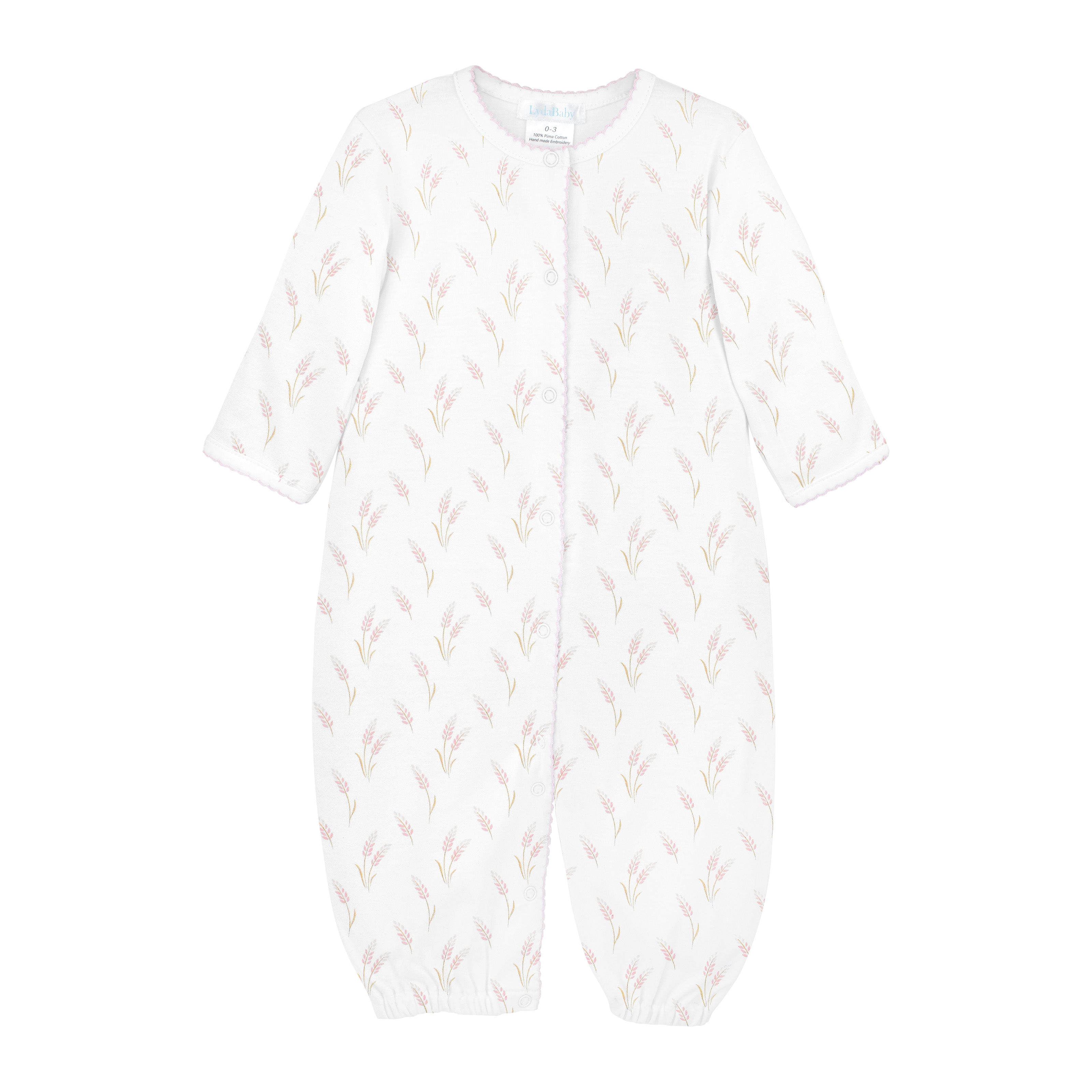  Elegant baby girl converter with wheat spikes print on premium Peruvian Pima cotton — soft, breathable, and skin-friendly for babies.