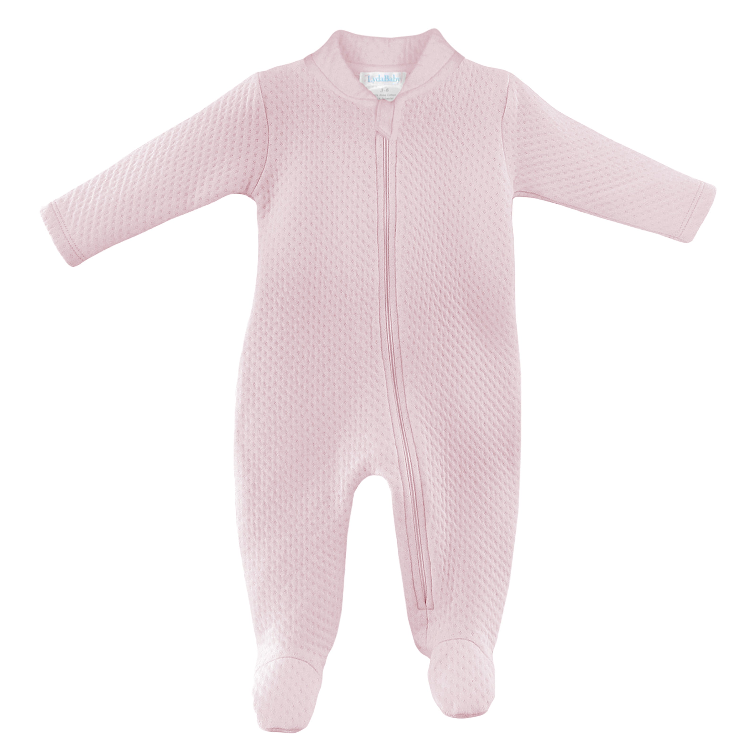 Luxury baby girl pink flannel zipper footie in 75% cotton 25% naylon, warm and cozy one-piece for autumn winter