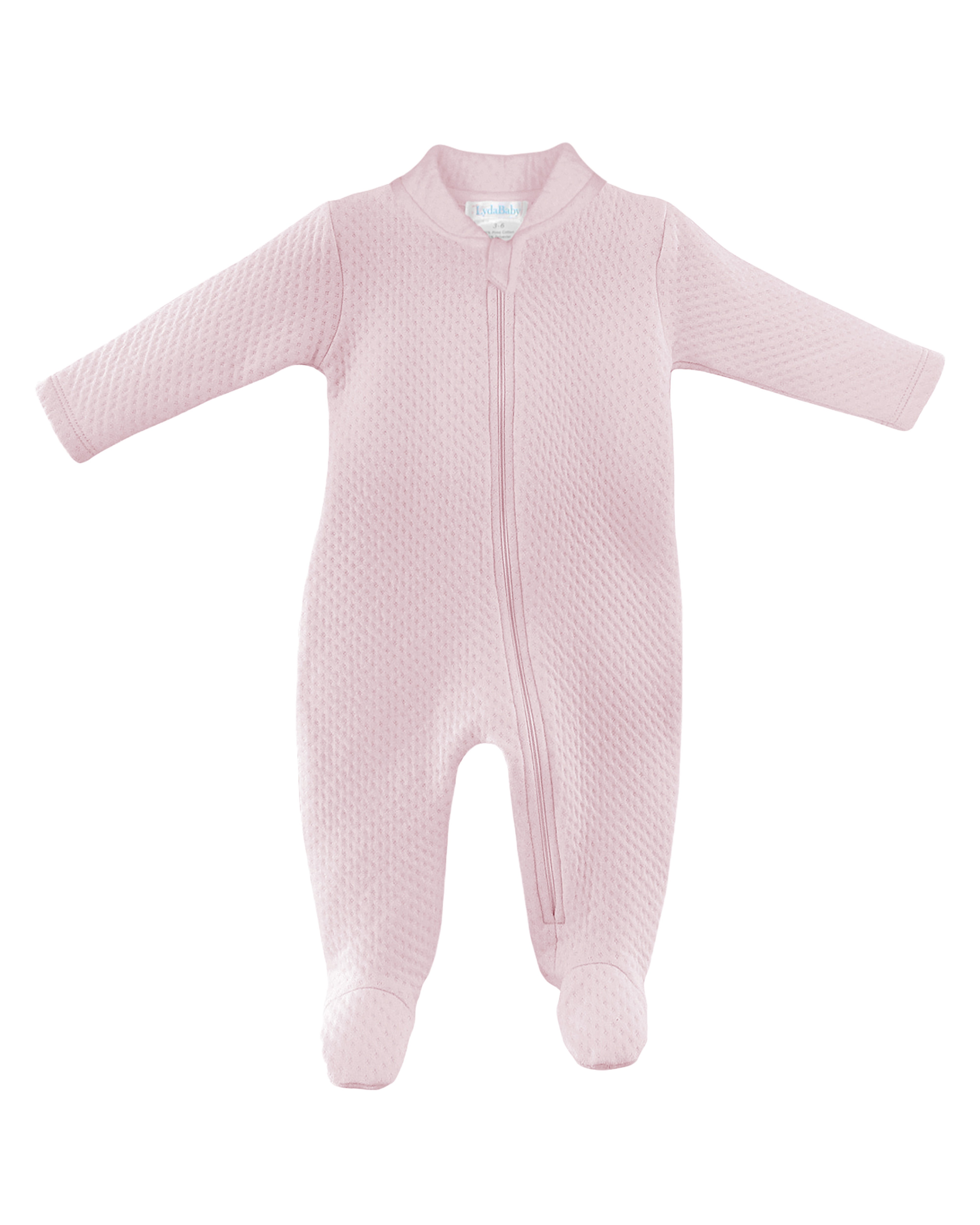 Luxury baby girl pink flannel zipper footie in 75% cotton 25% naylon, warm and cozy one-piece for autumn winter