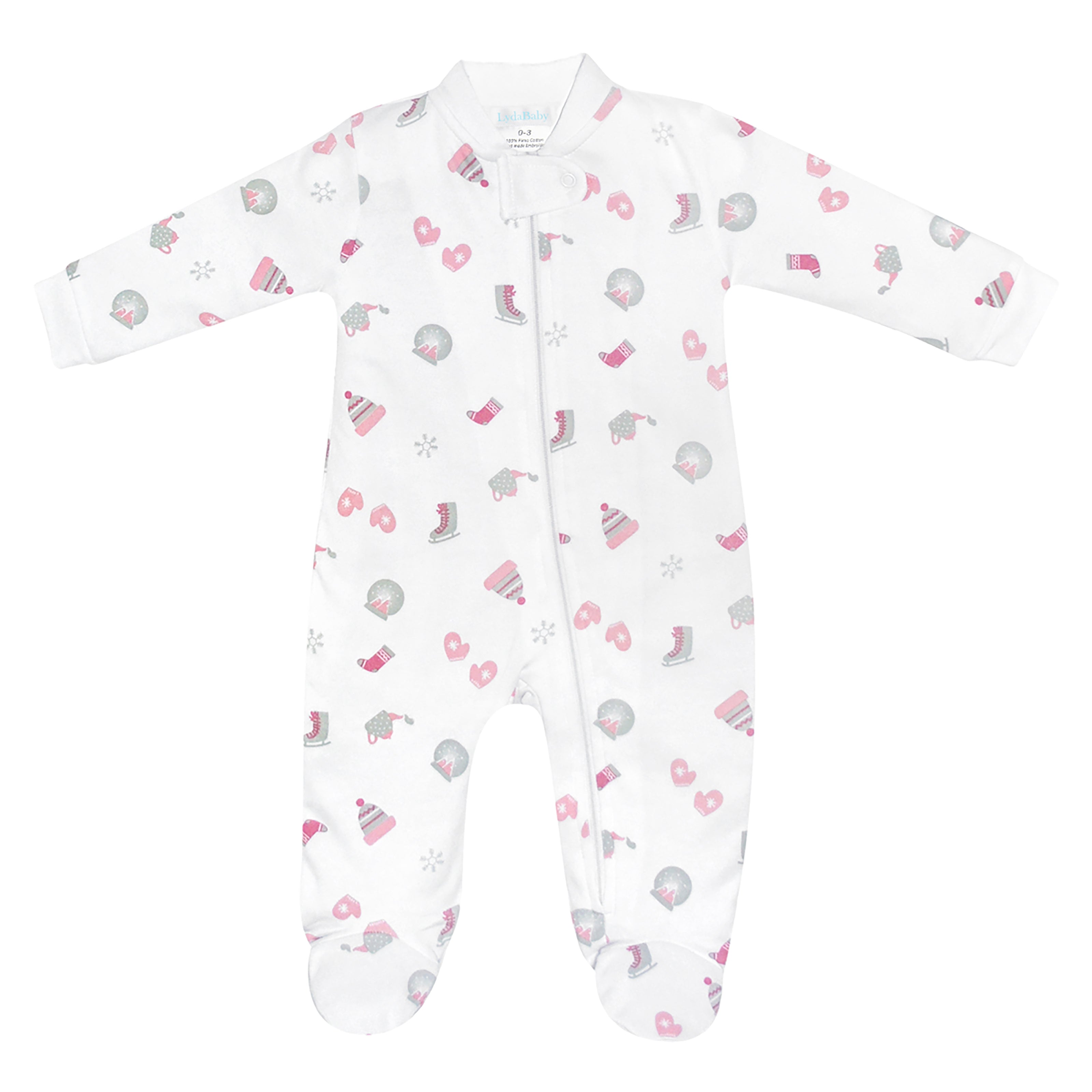  Warm baby girl zipper featuring winter thing print on soft organic Peruvian Pima cotton — breathable, gentle, and skin-friendly.
