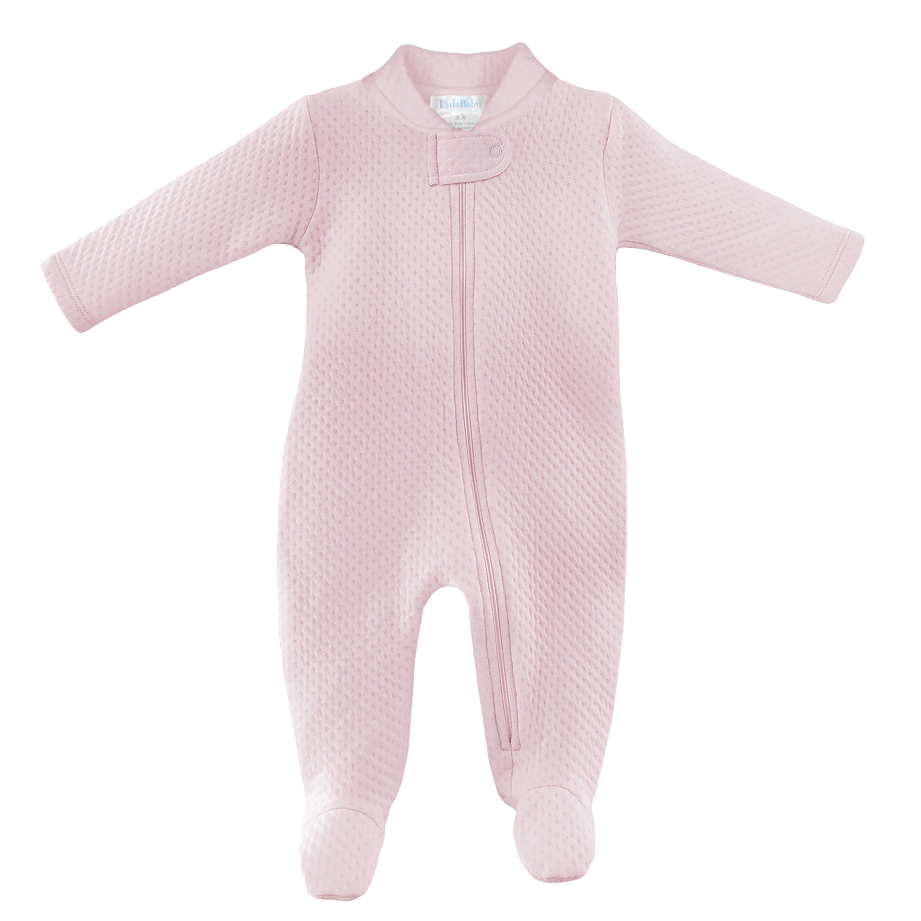 Luxury baby girl pink flannel zipper footie in 75% cotton 25% naylon, warm and cozy one-piece for autumn winter