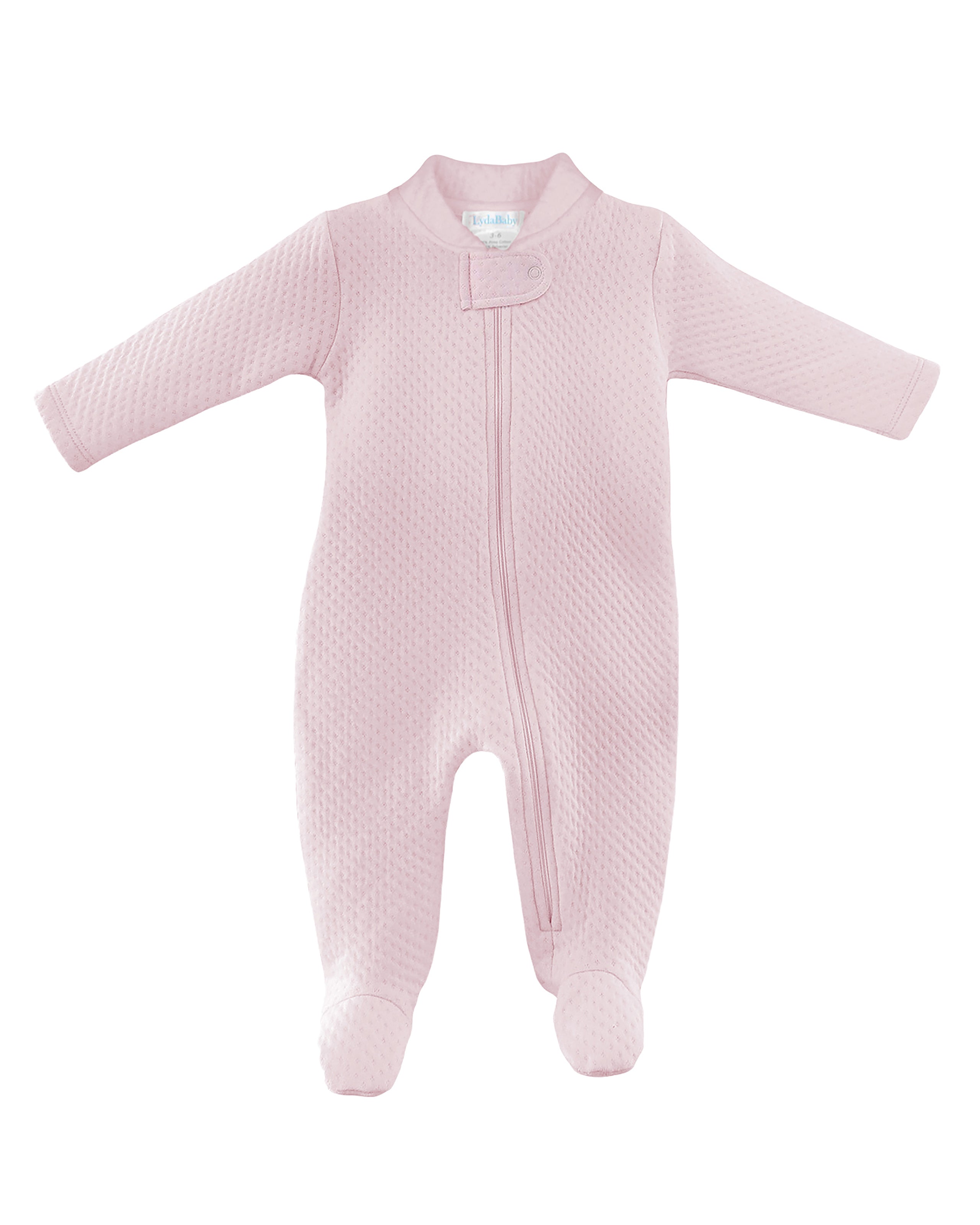 Luxury baby girl pink flannel zipper footie in 75% cotton 25% naylon, warm and cozy one-piece for autumn winter