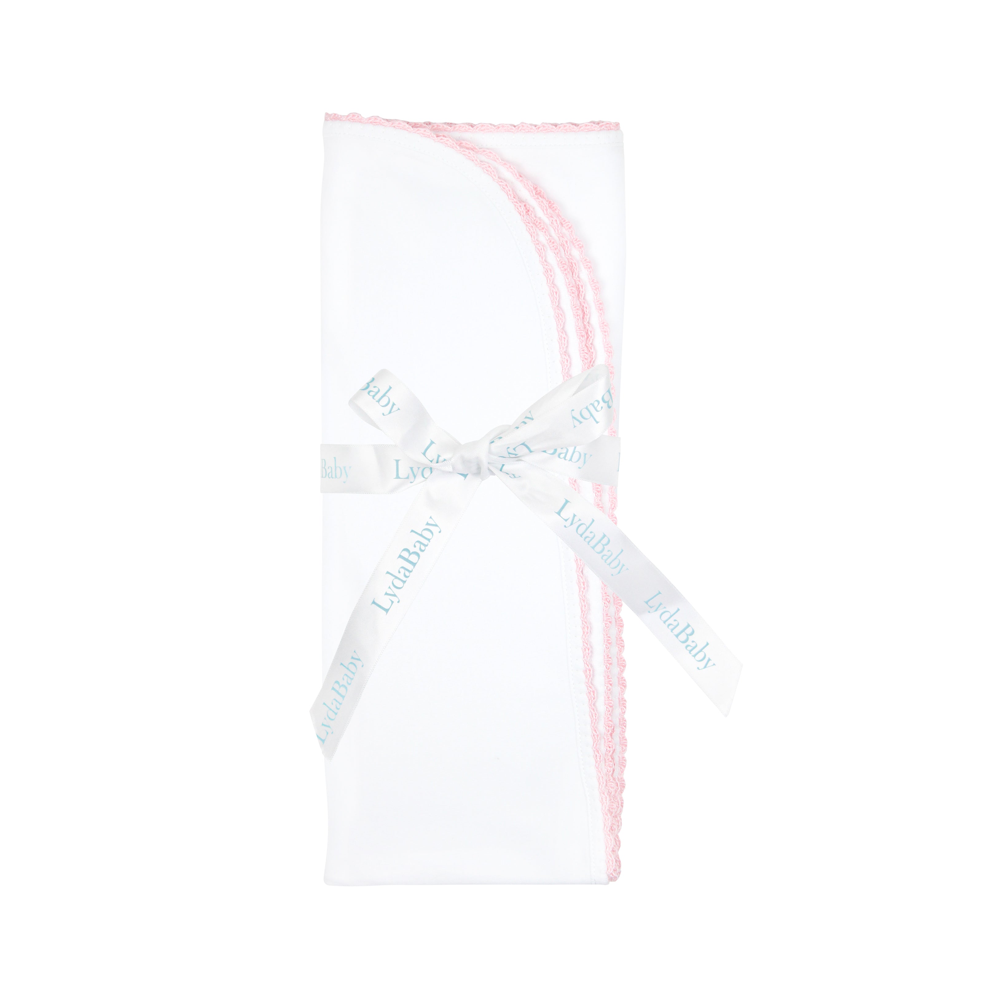 Refined white baby blanket crafted from Peruvian Pima cotton with handcrafted crochet borders — perfect for swaddling, gifting, or heirloom keepsakes.

