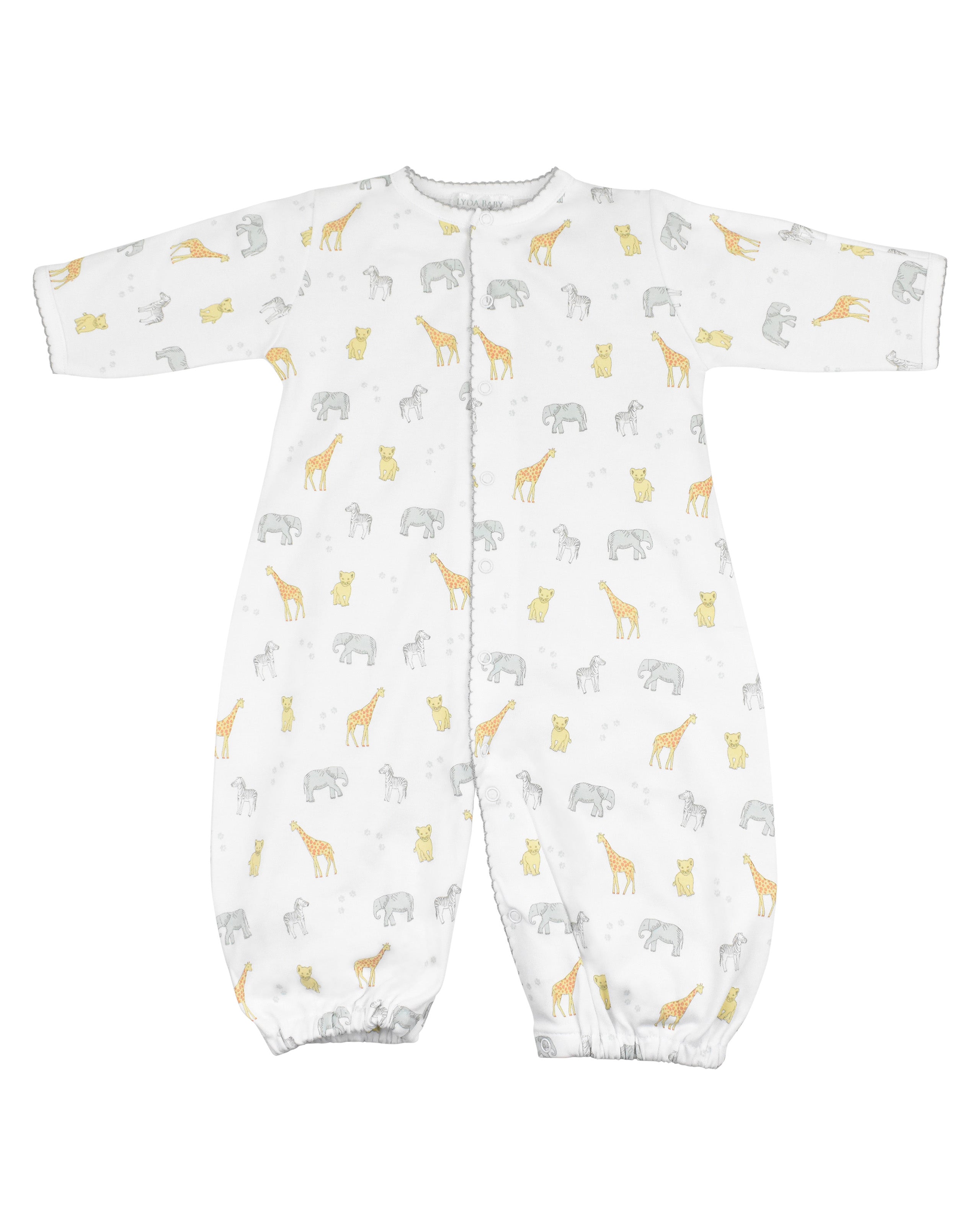  Adorable unisex baby converter featuring safari animals print on soft, breathable Peruvian Pima cotton — gentle and comfy for all babies.