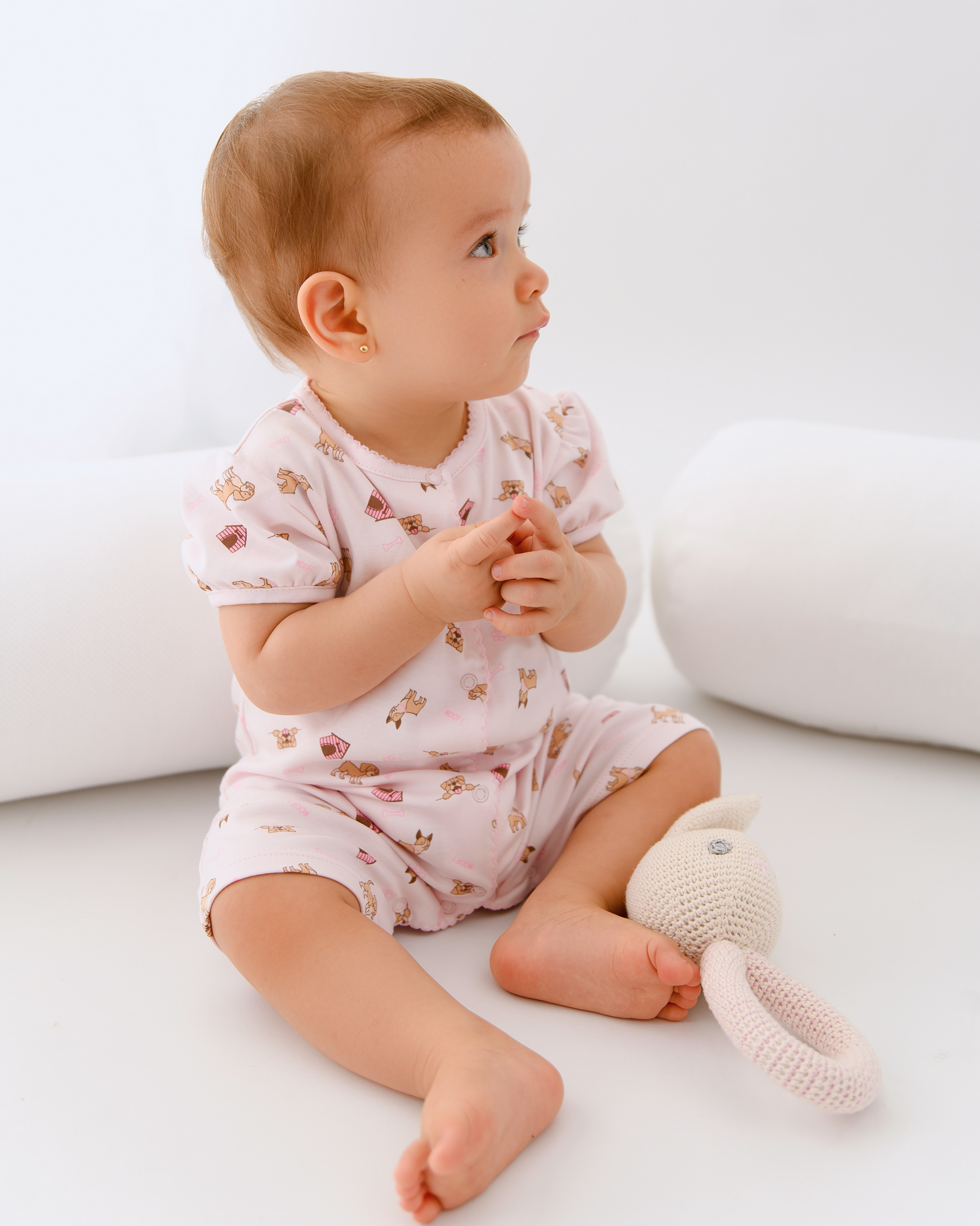 Cute Puppies Printed Romper | Baby Girl