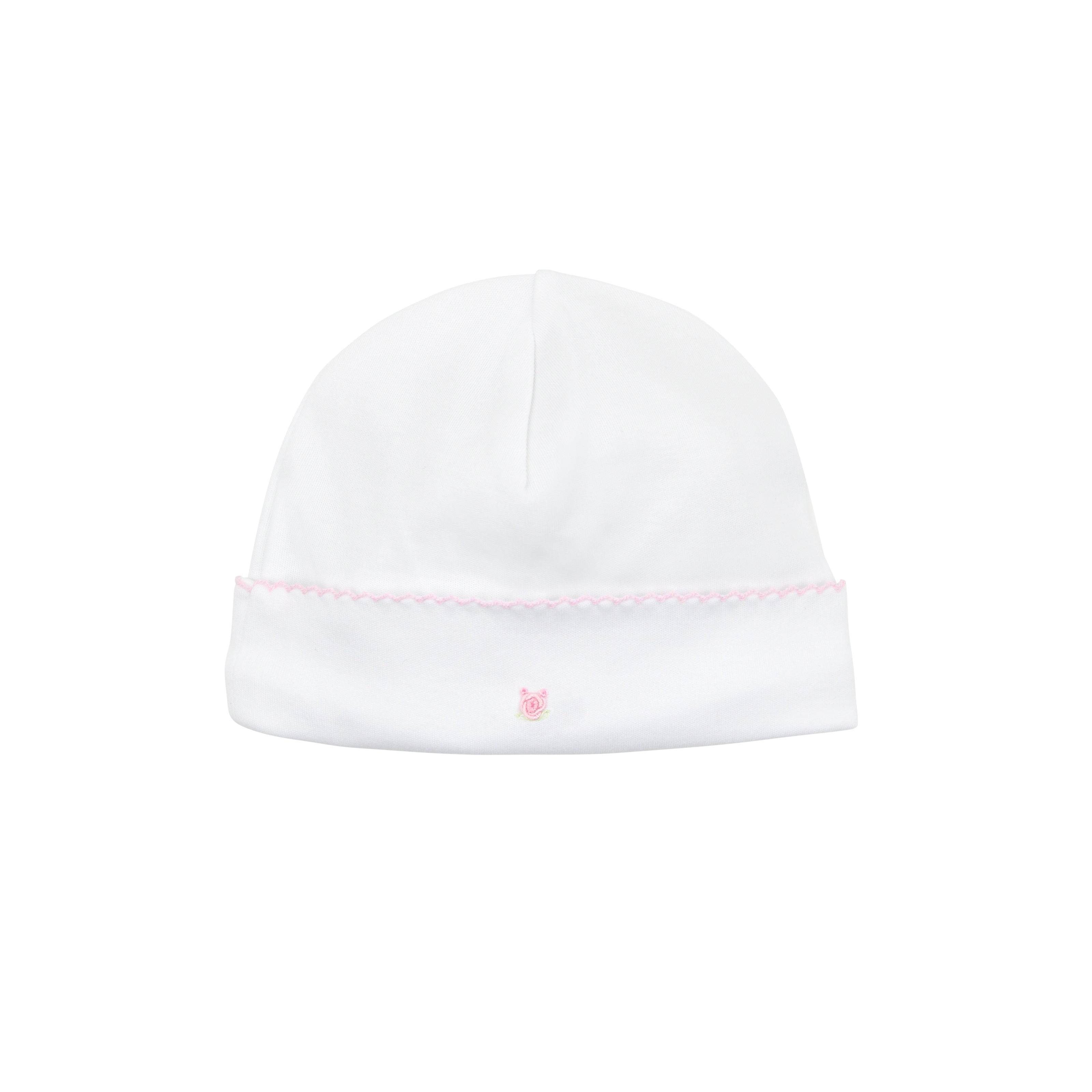  Lovely sweet roses hand embroidery on baby girl hat made with premium Peruvian Pima cotton — breathable, soft, and delicate.
