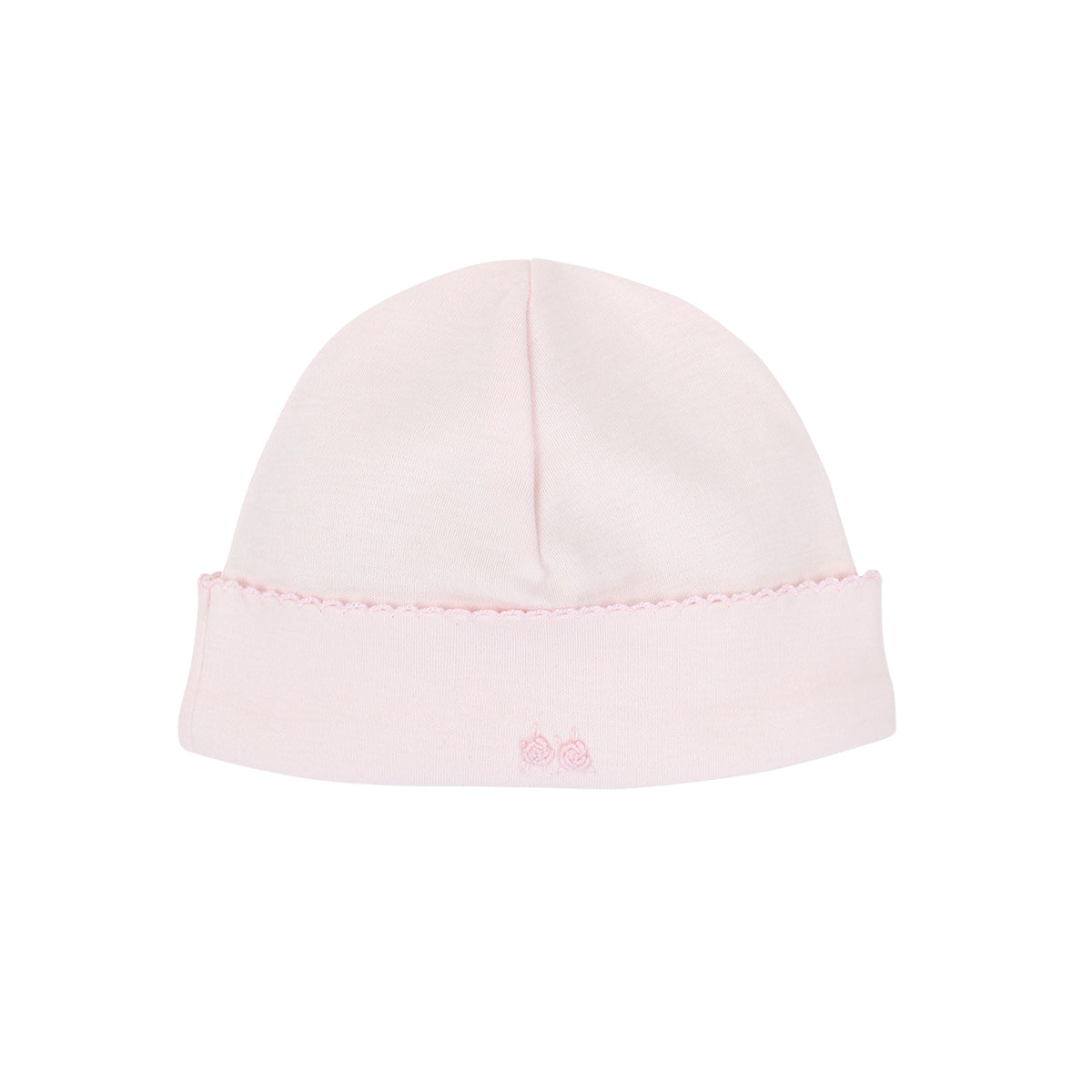  Pink sweet roses hand embroidery on baby girl hat crafted from soft organic Peruvian Pima cotton — breathable, gentle, and charming.