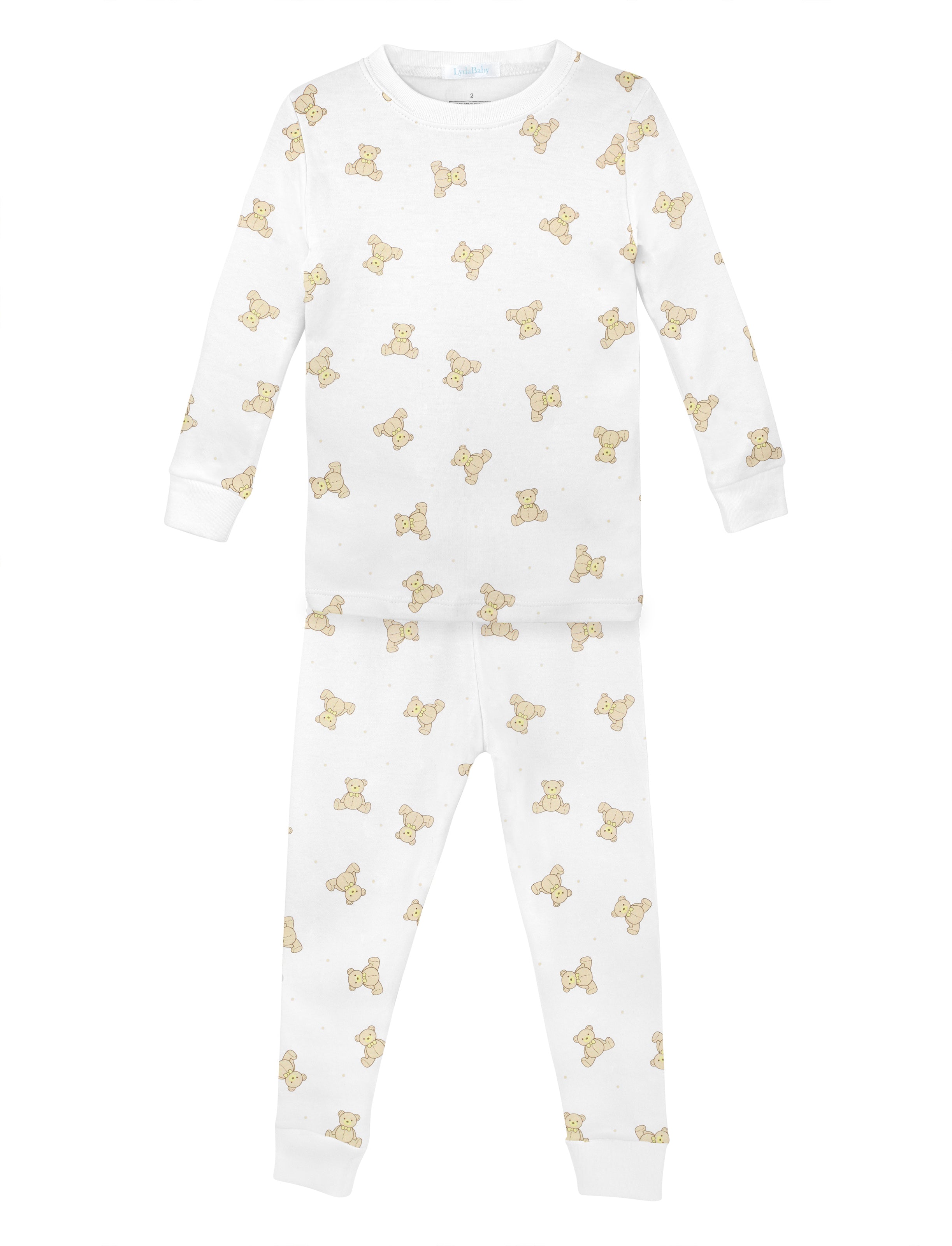 Unisex kids’ pajama in soft Peruvian Pima cotton — features charming teddy bear print for cozy nights with a luxury feel.