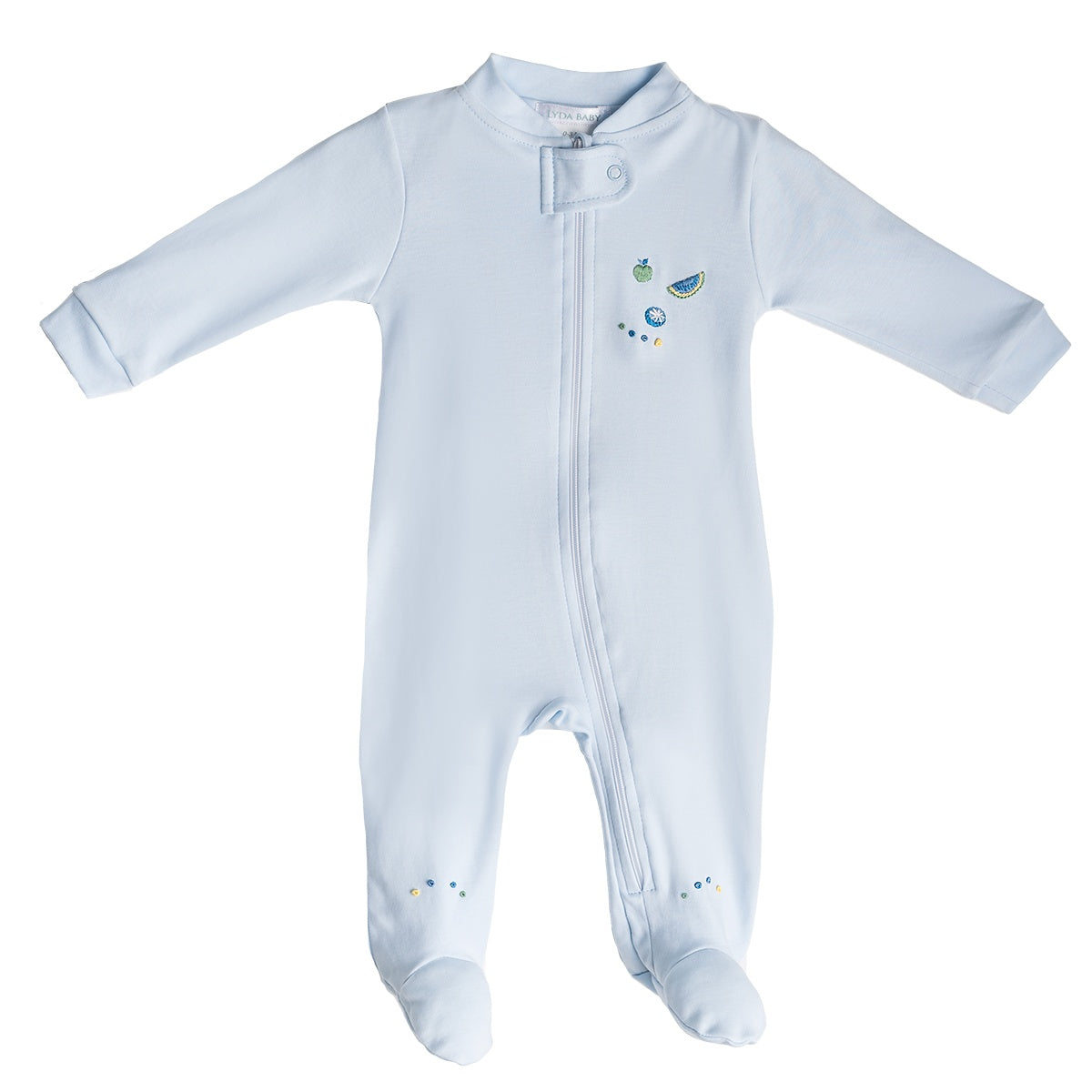 Summer Fruits Embroidery Zipper Footie | Baby Boy