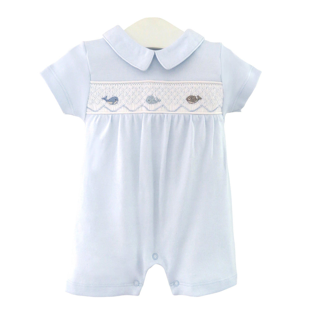 Cute Tiny Whales Smock Romper | Baby Boy