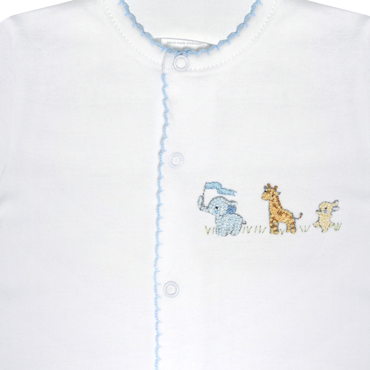 Baby Animals Converter for Baby Boys in White - embroidery zoom