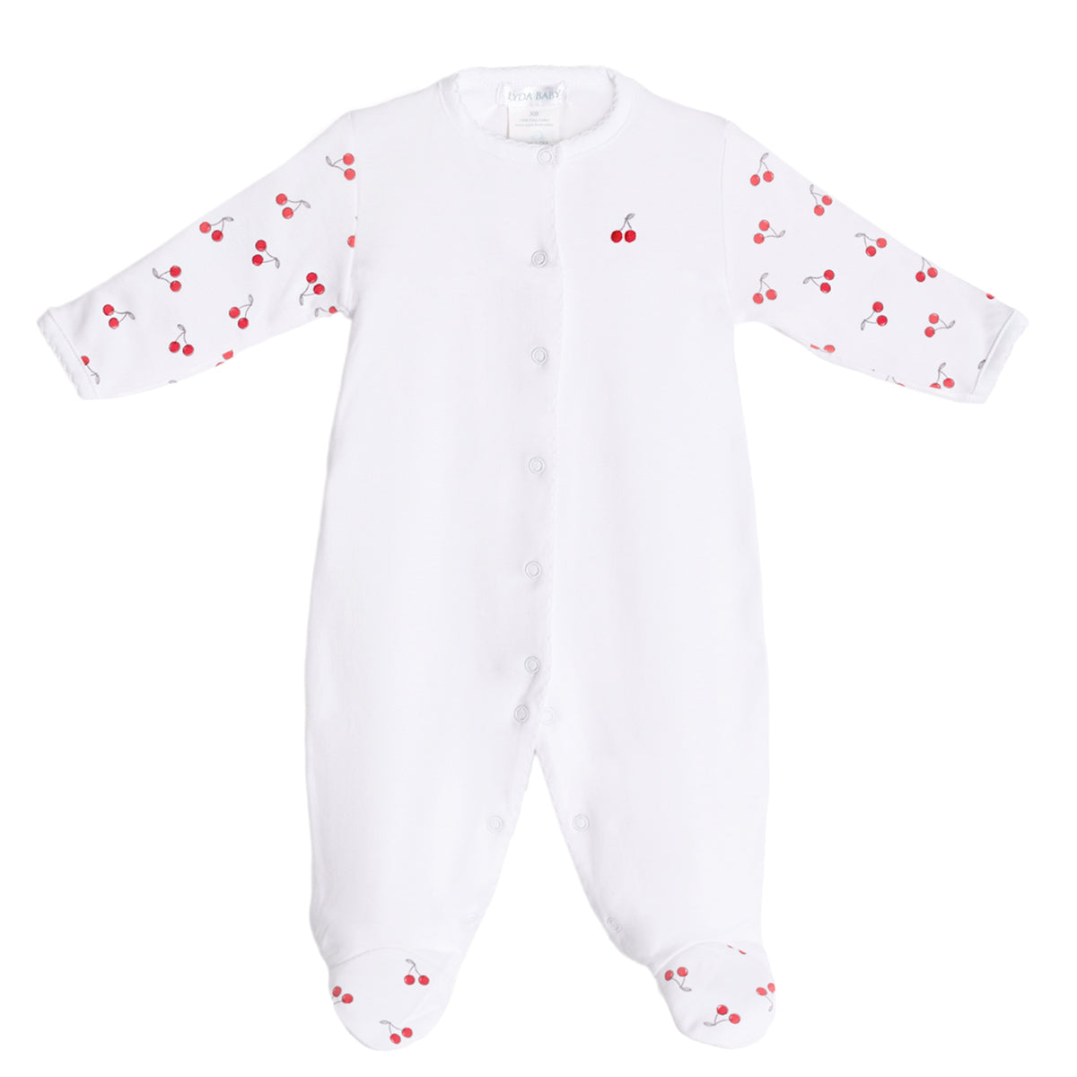 Cherries  Embroidery and Printed Footie | Baby Girl