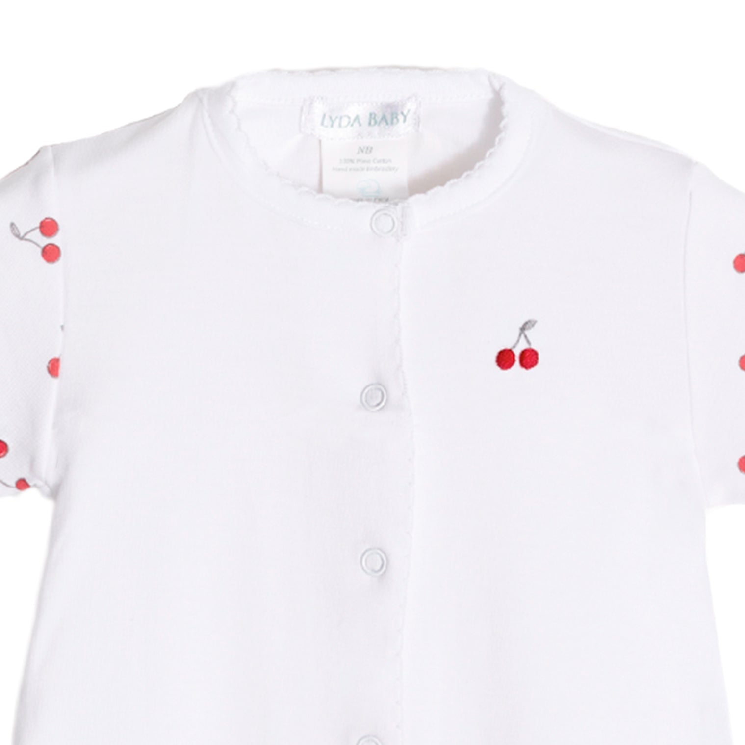 Cherries  Embroidery and Printed Footie | Baby Girl